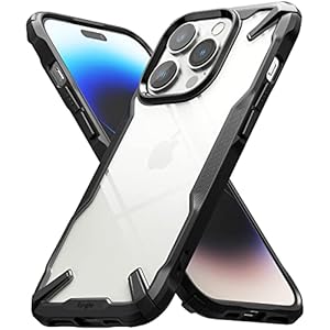 Ringke Fusion-X [Anti-Scratch Dual Coating] Compatible with iPhone 14 Pro Max Case 6.7 Inches, Augmented Bumper Clear Hard Back Heavy Duty Shockproof Advanced Protective Cover – Black