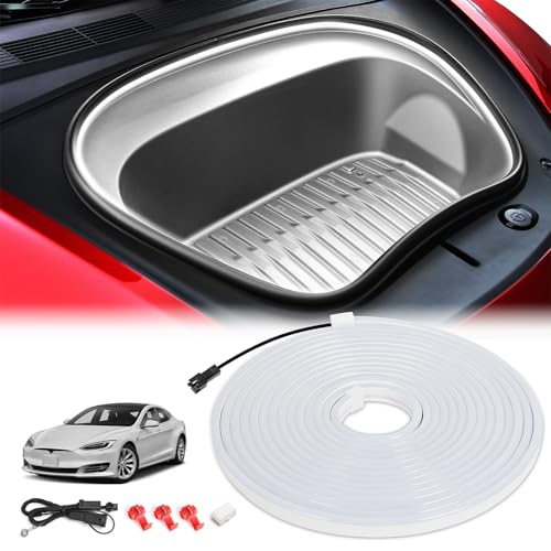 FICOLPO Ambient Led Trunk Lights for Tesla 2021-2023 Model 3 Model Y Front Interior Frunk Lightning String for Neon Atmosphere - Compatible with Tesla Accessories (White)