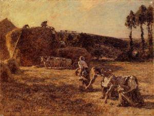 Peinture à l'huile d'après Léon Augustin Lhermitte pour salon chaleureux 30x36