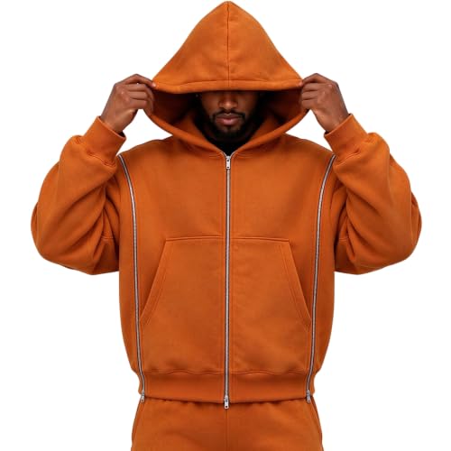 Hooded Sweatshirt Men Oversized Light Fleece Zip Up Jackets Fall Outfits - image 1