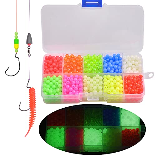 Fusigo Fishing Beads Assorted Set, 1000Pcs 5Mm Round Float Fishing Bait Eggs Glow Hard Plastic Fishing Rig Beads Fishing Lure Tackle For Rigs Leaders #TOP24
