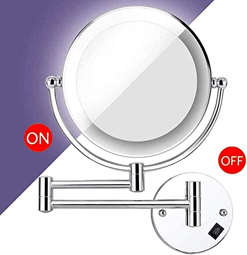 Miroir maquillage mural grossissant 10X extensible USB pour hôtel et bain - 5