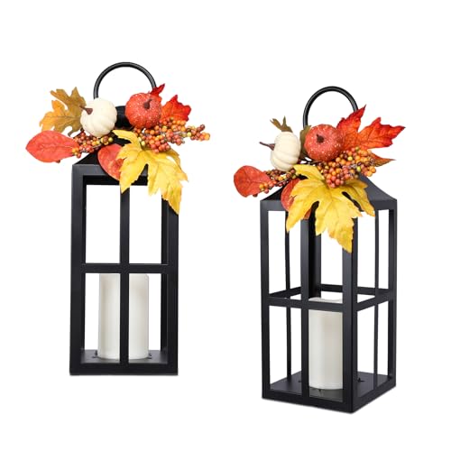 Fall Decorative Lanterns Outdoor, Waterproof 17.7" Decorative Lan...