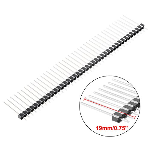 sourcing map 30 Stück 2,54 mm Raster 40-Stift 19 mm Länge Einreihiger Gerader Stecker Stift Leiste für Prototyp Schild