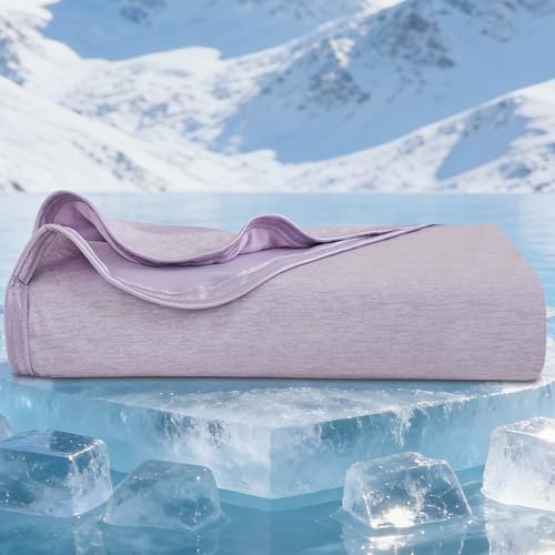Image of CHOSHOME Cooling Blanket for Hot Sleepers - Summer Blanket Thin Soft Lightweight Breathable Double Side Enhanced Cooling for Hot Flashes, Night Sweats, Bed, Couch (Purple, 84 x 90 inches)