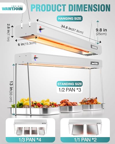 image for WantJoin Food Heat Lamp - 35 Inch 86-176°F/30-80°C Commercial Food W