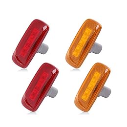 HUSUKU 4PCS 5Led Colorful Lens Dual Cab Bed Fender LED Side Marker Lights For 2010-2017 Dodge Ram 2500 3500 (2x Amber, 2x Red)