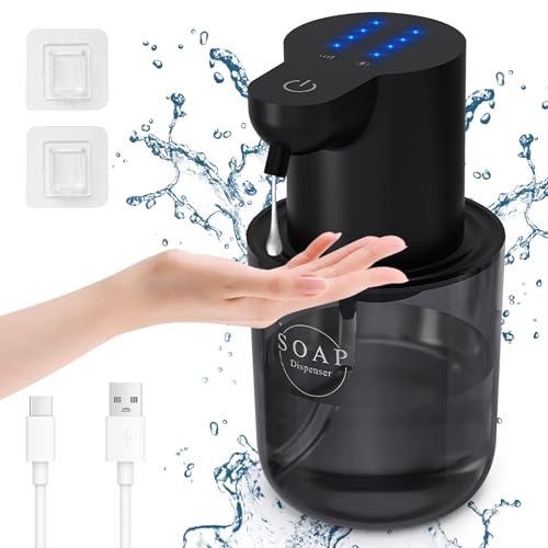 Cuteefun Distributeur Savon Automatique Liquide, 400ml Distributeur de Savon Électrique Mural, Affichage de la Batterie, Volume de Mousse Réglable à 4...