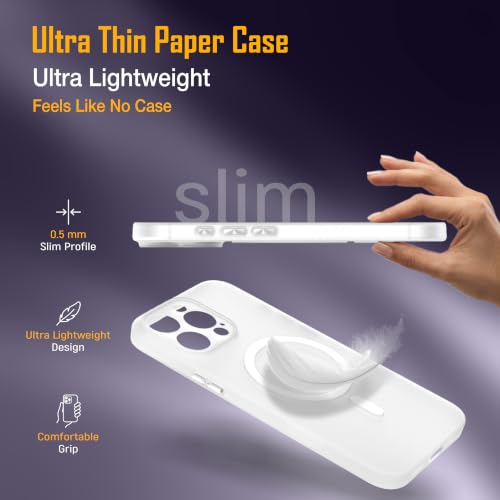 Image of ZAP CASE Paper Thin Case for iPhone 16 Pro Max | Ultra-Slim 0.5 mm Back Cover | Metal Buttons | Lightweight | Matte Finish | Anti-Fingerprint | Scratch Resistant | Camera Protection | Magsafe | White