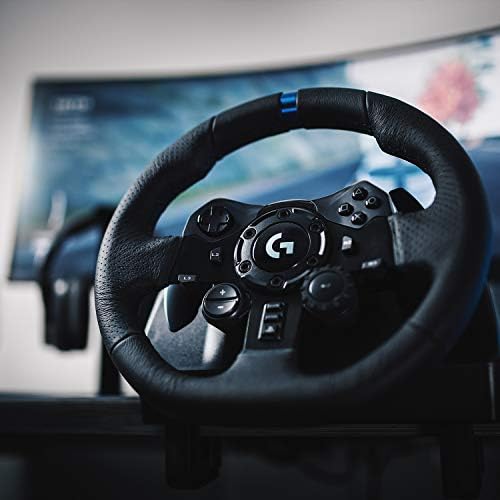 Logitech G923 Racing Wheel and Pedals for PS 5, PS4 and PC featuring TRUEFORCE up to 1000 Hz Force Feedback, Responsive Pedal, Dual Clutch Launch Control, and Genuine Leather Wheel Cover