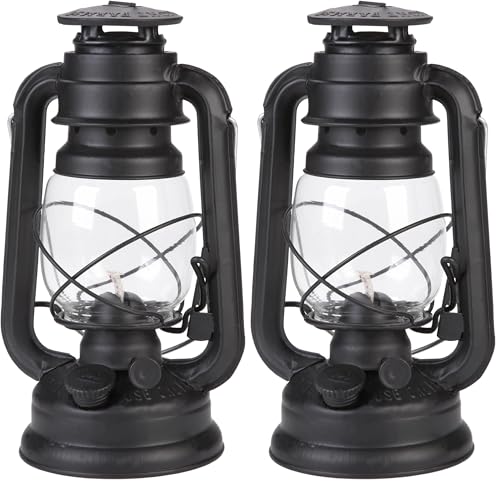 Lamplight Large Paraffin Oil Indoor Lamp 2-Pack, Hurricane Lamp, Emergency Kit, 52664 Farmer’s Lantern Indoor Oil Lamp, Black, Original