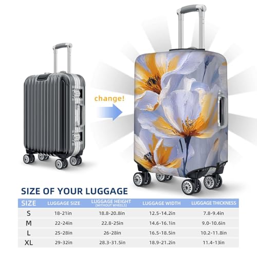 White And Gold Flowers Elegant Elastic Travel Luggage Covers Dustproof Scratch-Resistant Suitcase Protector Fit 22-24 Inch4