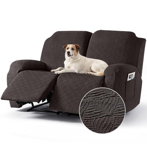 Image of Timeles Recliner Covers Extra Wide Recliner Loveseat Covers Oversized Reclining Couch Covers Sofa Slipcovers Stretch Soft Washable (Two-Seater Oversized, Chocolate)