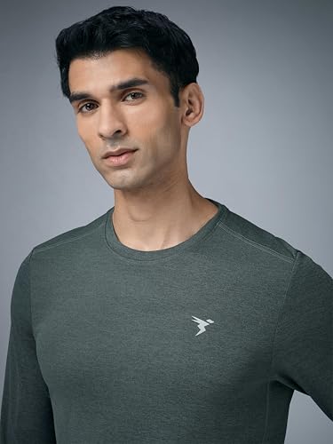 Image of TECHNOSPORT Men's Slim Fit Full Sleeve Round Neck T-Shirt, Double Cool Quick Dry Moisture Wicking Stretchable Sports Gym and Casual Wear