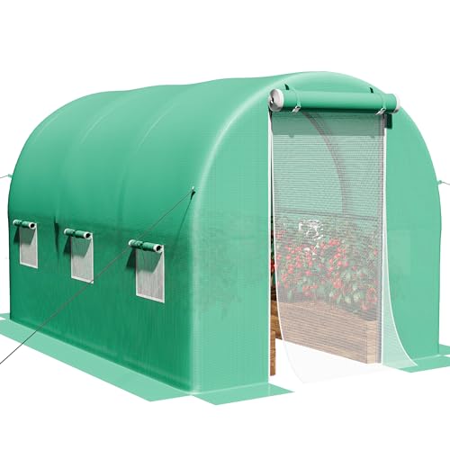 YITAHOME 10x6.5x6.5ft Greenhouses Large Walk-in Green House Heavy Duty Tunnel Green Houses Outdoor Portable Plant Gardening Upgraded Galvanized Steel Frame Zipper Doors 5 Crossbars Garden