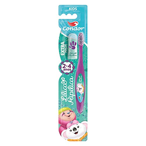 Condor, Escova de Dente Infantil, Kids, 2 a 4 anos, Lilica Ripilica, Cerdas Extramacias, Limpador de