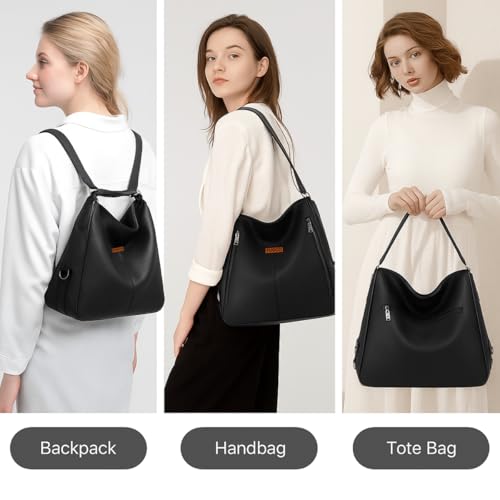 Image of FUOCO women handbags | Women's Premium Vegan Leather Sling Backpack | Convertible Mini Daypack | Water-Resistant Bag for Travel & Work