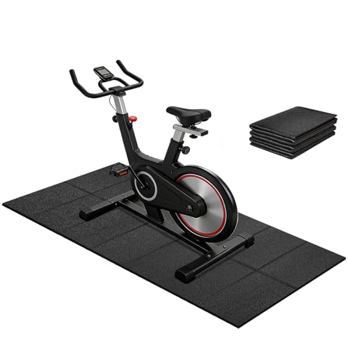 Faltbare Bodenschutzmatte Fitness, 140x65cm, 6mm Dicke Laufband Matte Schalldämmend, Rutschfester Bodenschutz für Teppich&Hartböden, Hohe Dichte PVC für Ellipsentrainer, Heimtrainer, Rollentrainer