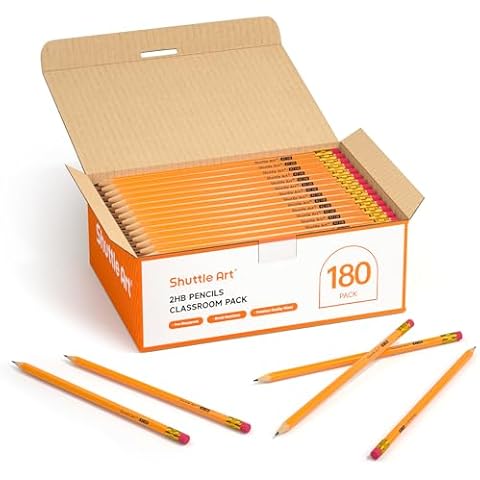 Shuttle Art 180 Pack HB Pencils with Erasers Cover