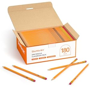 Shuttle Art Wood-Cased #2 HB Pencils, 180 Pack Sharpened Yellow Pencils with Erasers, Bulk Pack Graphite Pencils for School and Teacher Supplies, Writing, Drawing and Sketching