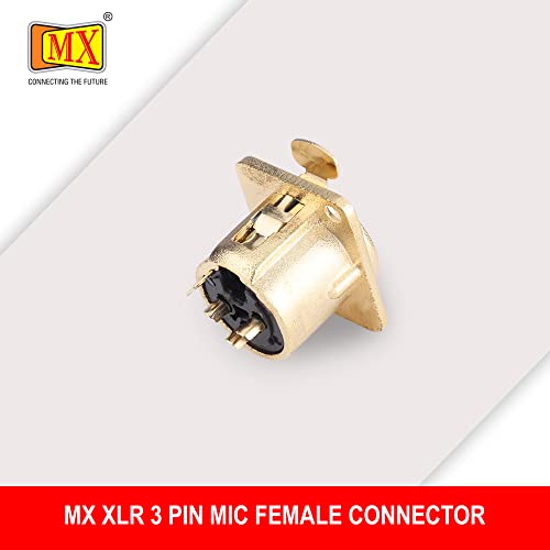 Image of MX 3 Pin XLR connector Microphone Connector pin Pure Copper Nickel Plated Pins1 for High Conductivity microphone cable connector PERENT (3 PIN PANEL MOUNTING, Pack of 2, Female Connector)