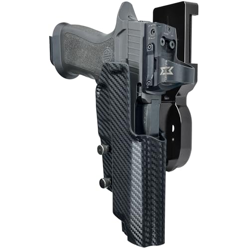 Pro Heavy Duty Competition Holster fits Sig P320 Full Size, AXG Pro, M17, XFive, DH3, Spectre Comp, P320MAX (Right-Hand Draw, Black/Carbon Fiber)
