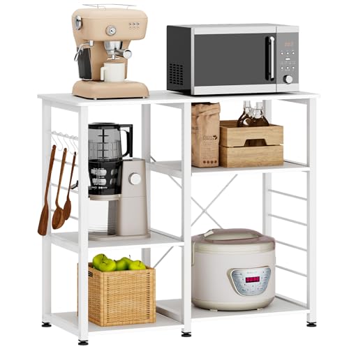 soges Estantería de Cocina Estante para Horno de Microondas Estantes de Cocina Mueble de Almacenamiento para Especia Postre de Cocina para Almacenaje Ganchos Ofrecidos 4 Niveles Estilo Industrial