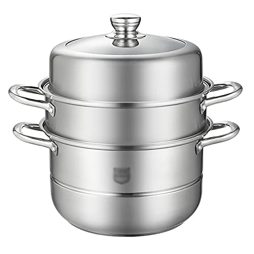 GLJTUO Olla Vaporera, Olla para Sopa, Olla Caliente, Acero Inoxidable 304 Espesado De Tres Capas, Olla Vaporera, para Cocinar Bollos Y Mariscos Al Vapor,26cm