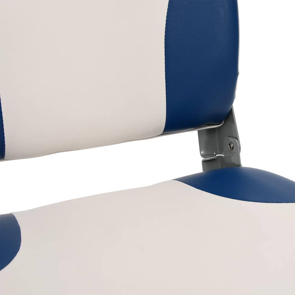 vidaXL Asiento Plegable para Barco 1 Juego con cojín Blanco y Azul, Silla de Barco, Asiento de Barco de capitán, Silla de Barco Plegable