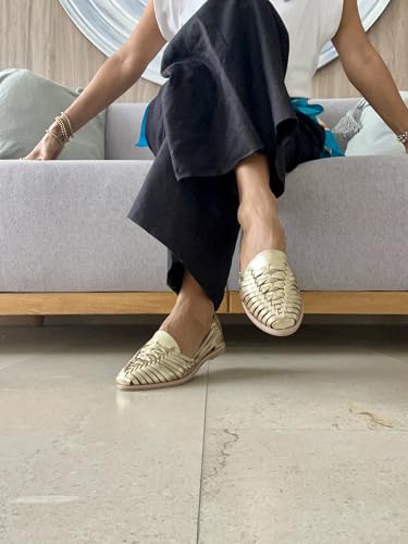 Image of Macarena Collection Leather Sandals for Women | Handmade Mexican Huarache | Woven Slip-On Shoes with Cushioned Insole | Artisan Crafted Genuine Leather