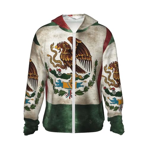 UPF 50+ Sun Protection Hoodie Long Sleeve Flag of Mexico Sun Shirt Rash Guard Fishing Shirts for Men