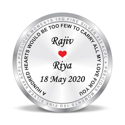 Image of TRUESILVER ACPL BIS Hallmarked Personalised Anniversary 5 /10 /20 /50 /100 gm 999 Pure Silver Coin by ACPL