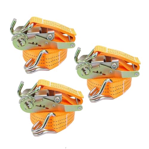 Correas tensoras con trinquete para coche moto remolque 3 juegos de eslingas de 3m con gancho