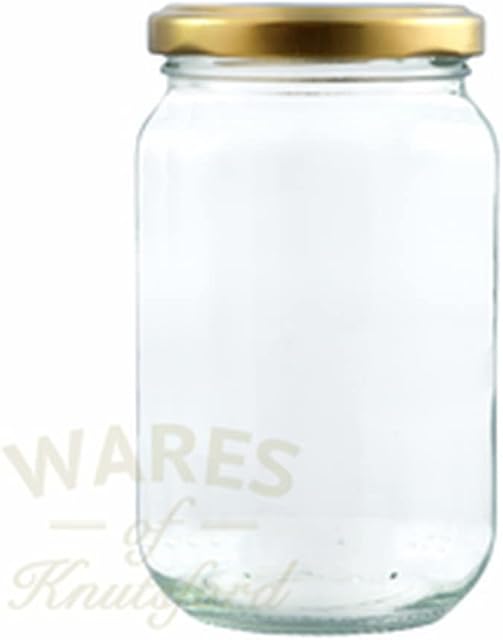 1lb Jam Jars. Pack of 12 with Gold Airtight Lids. FSA Approved, Suitable for Home or Commercial use. Wares of Knutsford Ltd.