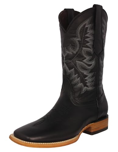 Texas Legacy Mens Black Western Cowboy Boots Rodeo Wear Leather Square Toe Botas