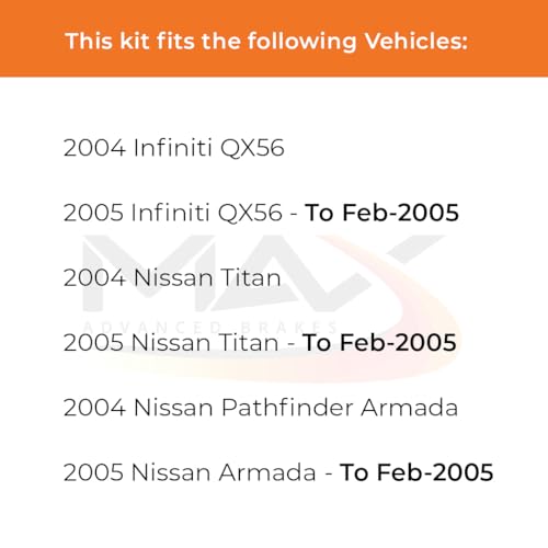 Image of Max Advanced Brakes Front & Rear Brake Kit Compatible With 2004-2005 Nissan Titan Armada Compatible With Infiniti QX56 Replacement Geomet Coated OE Disc Brake Rotors and Ceramic Brake Pads