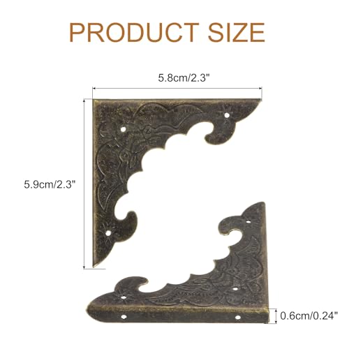 Image of uxcell 30pcs Vintage Corner Protector 2.3 inchx2.3 inchx0.2 inch Decorative Metal Edge Corner Protectors Brackets with Mounting Nails for Box Wooden Case Chest Table Desk Bronze