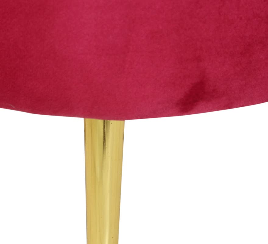 Image of Ottoman Stool for Living Room, Velvet Foot Rest Puffy for Sofa, Foot Stool for Sitting, Modern Puffy Chair for Bedroom, Metal Legs Ottoman for Home Decor, 32 inch Height (Chair-Wine)
