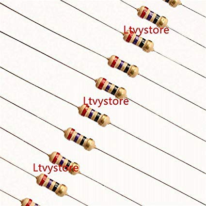 Ltvystore 2425 peças 97 Valores 1 ohm - 1 m ohm 1/8 W Kit sortido de resistores de filme de carbono