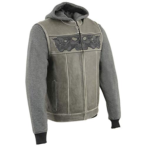 Image of Milwaukee Leather Men's Leather Motorcycle Vest w /Hoodie