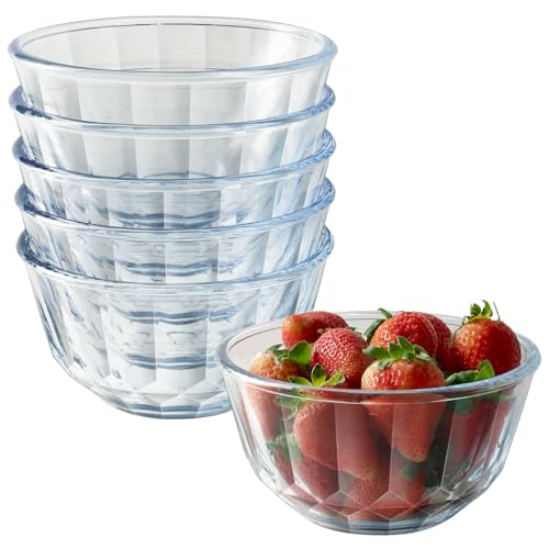 Freshmage 6 Pack Soup/Cereal Bowls Set, Extra Thick And Anti Resistant, 26Oz Round Glass Diamond Cutting Kitchen Bowls cover