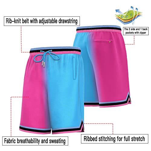 KXK Men’s Mesh Basketball Shorts,Athletic Shorts Gym Running Training Shorts with Pockets3