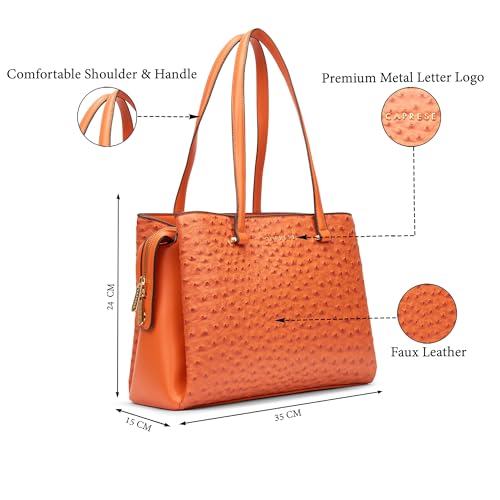 Image of Caprese Britney Large Satchel Bag for Women | Premium Animal Texture Faux Leather Shoulder Bag | Stylish Office & Casual Handbag | Spacious Tote with Zipper & Magnetic Button Closure