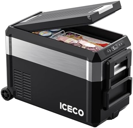 ICECO JP40 Pro 12 Volt Car Refrigerator, Portable Fridge Freezer for Camping, Car Fridge Powered by SECOP, 12V refrigerator for Car & Home, DC 12/24V, AC 110/240V, Multi-directional Lid