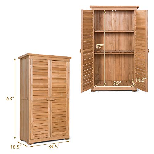 S Afstar Outdoor Storage Shed, Wooden Tool Storage Shed W/Detachable Shelves & Pitch Roof & Shutter Vents thumb #7