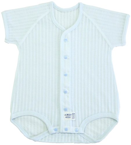 村信 ラ・モルフェ加工 ニットサッカー 半袖前開きロンパス肌着 70cm サックス NL70502 日本製