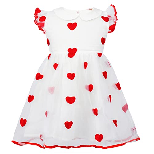 Balatale Toddler Girls Tulle Tutu Dress 18 24 Months Summer Flutter Sleeve Heart Embroidered Princess Birthday Party Dress #TOP9
