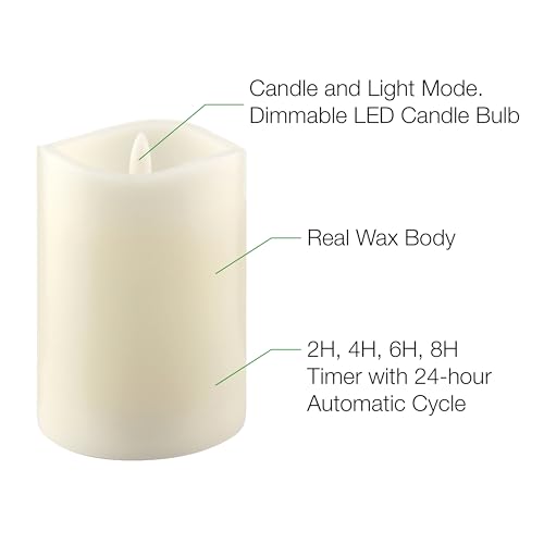 Image of Stonebriar 3 Count Ivory Real Wax 3x4 Flameless LED Pillar Candles with Remote and Timer
