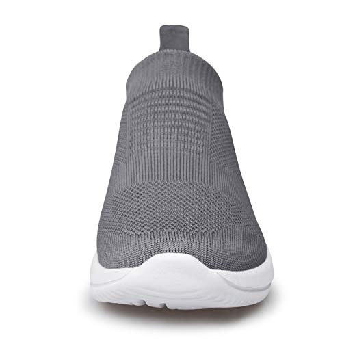 Vibdiv Lightweight Womens Sneakers Slip On Flat Walking Shoes Breathable Hiking Shoes Gary 7.5 Dark Gray White #TOP7