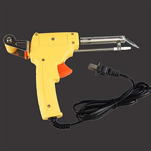Soldering 60W Manual Tin Gun Suction Electric Welding Gun Tool Automatic Send Tin Soldering Iron Gun With 5 pcs Soldering Iron Tips - (Power: 110V, Color: Silver)